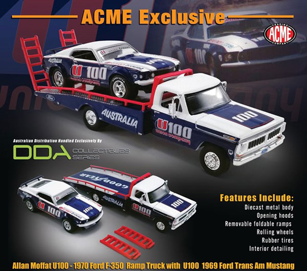 1/64 Allan Moffat - U100 - 1970 Ford F-350 Ramp Truck with U100 1969 Ford Trans Am Mustang[ACME]《在庫切れ》