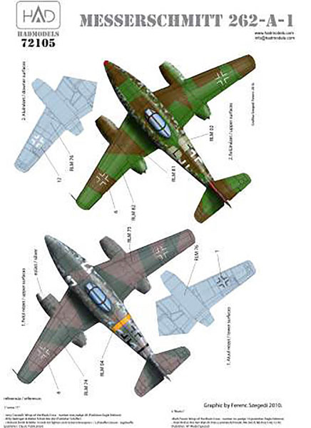 1/72 WW.II ドイツ空軍 メッサーシュミット Me262 A-1 (ルフトバッフェ・ブラックL ホワイト17) デカール[HADモデル]《在庫切れ》