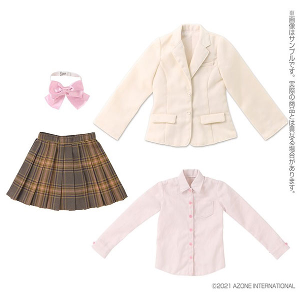 1/3スケール用 45ブレザー制服set アイボリー×ブラウンチェック (ドール用)[アゾン]