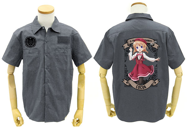 GEE！限定 ご注文はうさぎですか？ BLOOM ココア フルカラーワークシャツ/GRAY-M[コスパ]《在庫切れ》