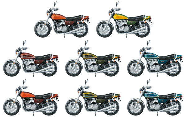 1/24 ヴィンテージ バイクキット Vol.8 KAWASAKI 900Super4/750RS 10個