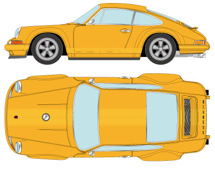 1/18 ポルシェ シンガー 911(964) クーペ イエロー (イエローストライプ)[メイクアップ]【送料無料】《在庫切れ》