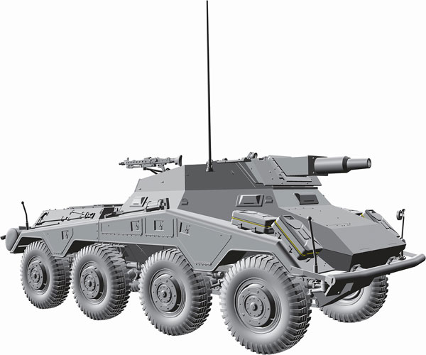 1/35 ドイツ軍8輪重装甲車7.5cm砲搭載 WW.II ドイツ軍 8輪重装甲車 Sd.Kfz.234/3 短砲身7.5cm砲搭載型