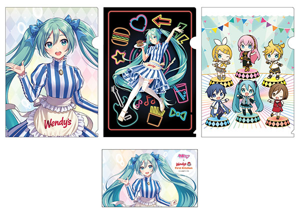 初音ミク×ウェンディーズ，ファーストキッチン A4クリアファイル3種+ 