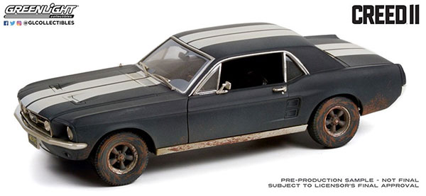1/18 Creed II (2018) - Adonis Creed’s 1967 Ford Mustang Coupe - Matte Black with White Stripes (Weathered)[グリーンライト]《在庫切れ》