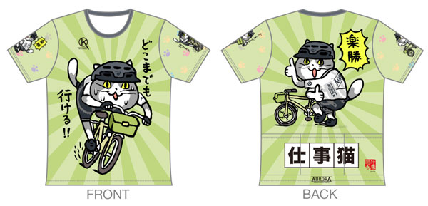 仕事猫 ツーリングTシャツ グリーンVer. (L)[AURORA]《在庫切れ》