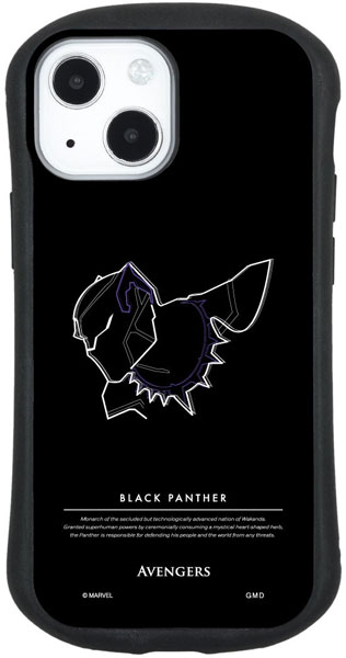 MARVEL iPhone 13mini /12mini 対応 ハイブリッドガラスケース ブラックパンサー[グルマンディーズ]《在庫切れ》