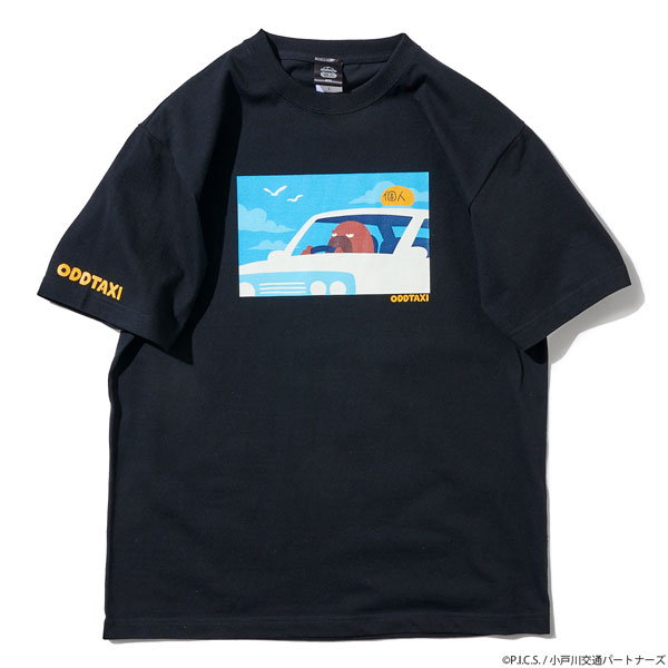オッドタクシー イラストTシャツ＆ステッカーセット 小戸川 ブラック L