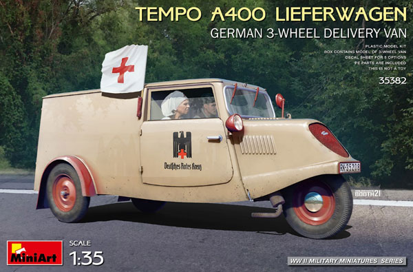 1/35 Tempo A400 リーファーワーゲン ドイツ 配達用三輪バン プラモデル[ミニアート]《０２月予約》