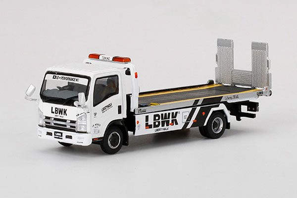 【予約中！】 Isuzu 1/64 Nシリーズ(ELF) (右 ホワイト LBWK 車両積載車 ミニカー
