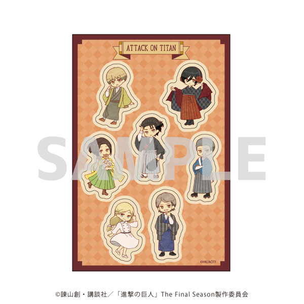 PETANTシール「進撃の巨人」01/エレン＆ミカサ＆アルミン＆ジャン＆コニー＆サシャ＆ヒストリア(レトロアート)[A3]《在庫切れ》