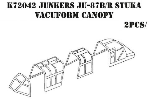 1/72 Ju87B/R バキュームキャノピー (開状態、2個入り) (F社用)[MHモデルズ]《在庫切れ》
