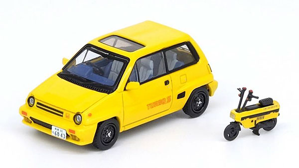 1/64 Honda シティ ターボII イエロー MOTOCOMPO付属[INNO Models]《在庫切れ》