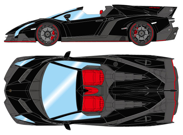 1/43 ランボルギーニ ヴェネーノ ロードスター 2015 ブラック / レッドストライプ[メイクアップ]《在庫切れ》
