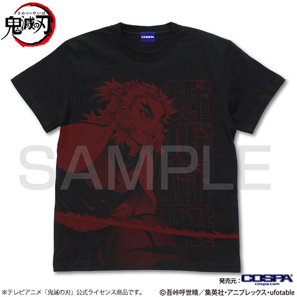 鬼滅の刃 煉獄杏寿郎 オールプリントTシャツ/BLACK-S[コスパ]