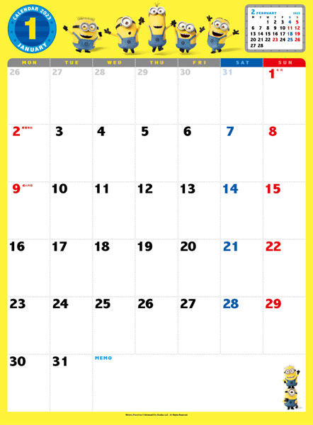 ミニオンズ CL-097 2023年 ホワイトボードカレンダー[エンスカイ]《１０月予約》
