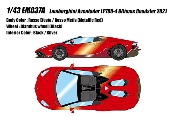 1/43 ランボルギーニ アヴェンタドール LP780-4 ウルティメ ロードスター 2021  ロッソエフェスト/ロッソメティス[メイクアップ]《在庫切れ》