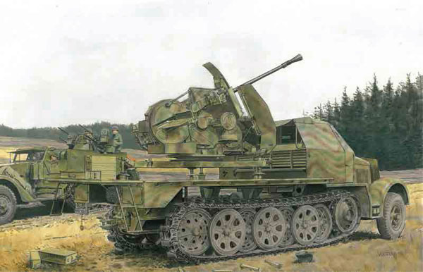 サイバーホビー 1/35 8トンハーフトラック w/3.7cm FLAK43 ハーフトラック 3.7cm 対空機関砲 Flak43 (プラモデル) - ホビー