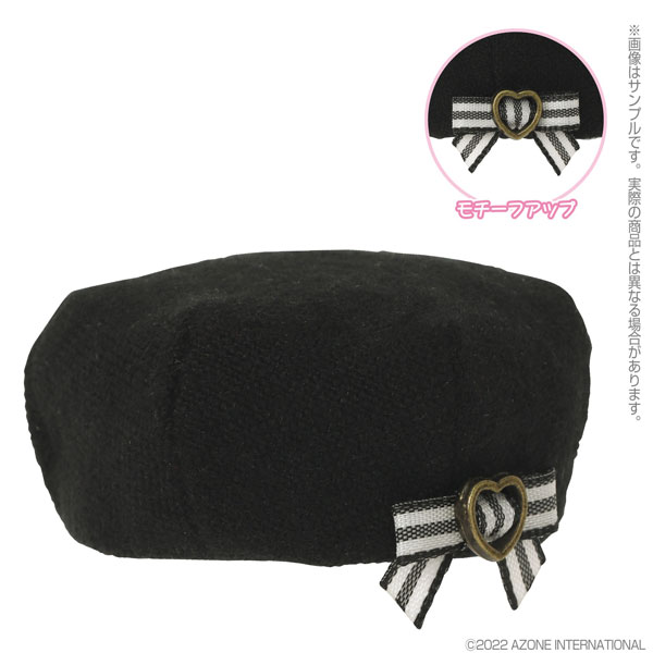 ピコニーモ用 1/12 ピコPハートリボンベレー帽 ブラック (ドール用)[アゾン]《１２月予約》