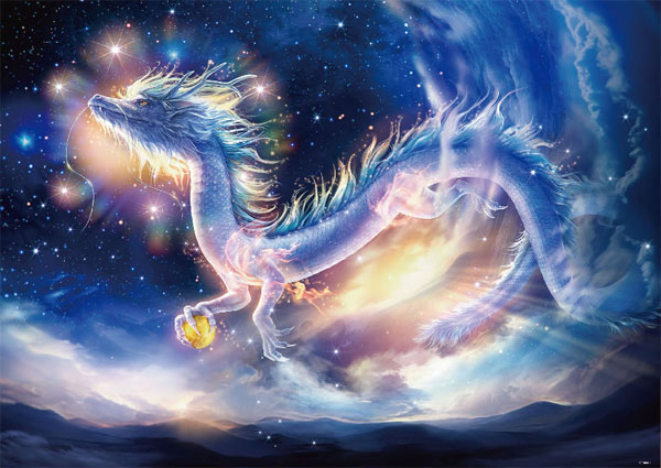 ジグソーパズル 天空の守護龍～Blue Dragon～ 600ピース (600-007)[ビバリー]《在庫切れ》