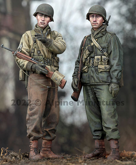 1/35 WWIIアメリカ陸軍歩兵セット 冬姿の下士官と歩兵(2体セット)[アルパイン]《０１月仮予約》