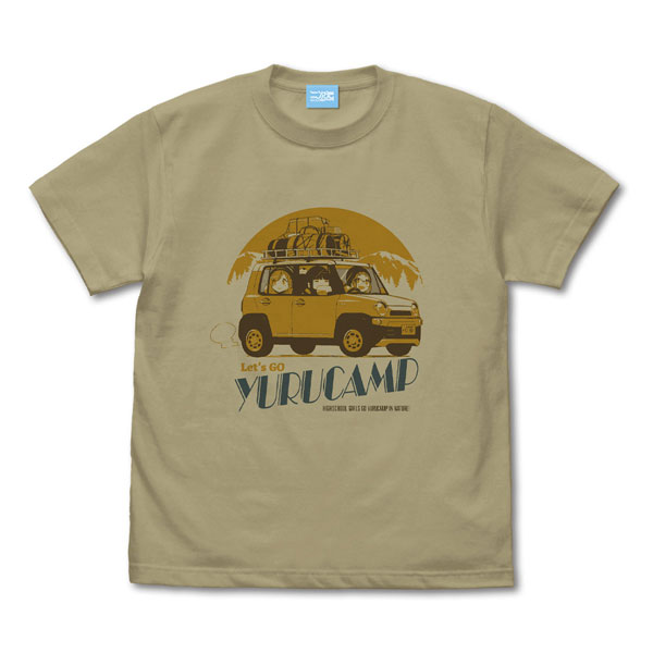 『ゆるキャン△』 ゆるキャン△カー Tシャツ 鳥羽先生＆千明＆あおい Ver2.0/SAND KHAKI-S[コスパ]