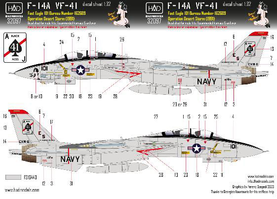 1/32 F-14A VF-41「ブラックエイセス」“クイーン・オブ・スペード”[HADモデル]《在庫切れ》
