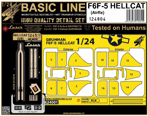 1/24 F6F-5 ヘルキャット 布製シートベルトw/両面塗装マスクシール