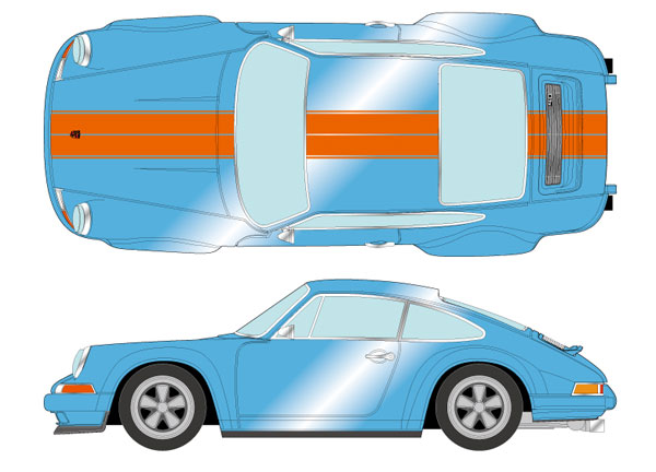 ミニカー　1/18 Singer 911 (964) Coupe(ホライゾンブルーメタリック) [EML090C] Make Up Co., Ltd. / Singer 911 (964) Coupe