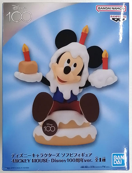 【中古】ディズニーキャラクターズ ソフビフィギュア -MICKEY MOUSE- Disney100周年ver. (プライズ)[BANDAI SPIRITS]