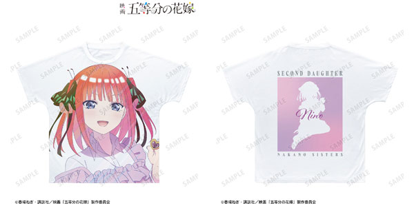 Tシャツ　中野二乃(制服エプロンver.) 描き下ろしイラスト Ani-Art clear label フルグラフィックTシャツ ホワイト ユニセックスLサイズ 「映画 五等分の花嫁」 五等分の花嫁 二乃 制服エプロンver. Ani-Art clear label フル