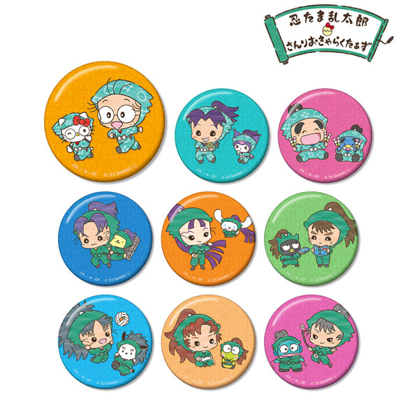 忍たま乱太郎×サンリオキャラクターズ トレーディンググリッター缶バッジ 9個入りBOX[アルマビアンカ]《在庫切れ》