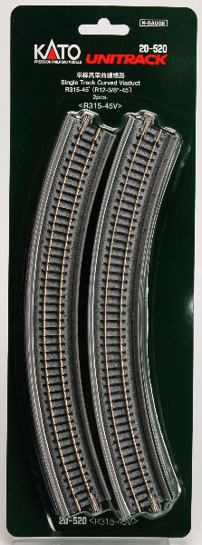 20-520 単線高架曲線線路R315-45° (2本入)[KATO]《発売済・在庫品》