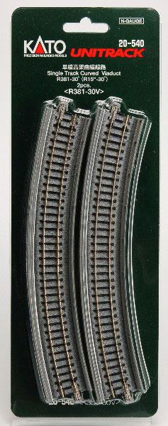 20-540 単線高架曲線線路R381-30° (2本入)[KATO]《発売済・在庫品》