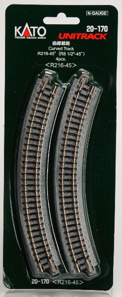 20-170 曲線線路R216-45° (4本入)[KATO]《発売済・在庫品》