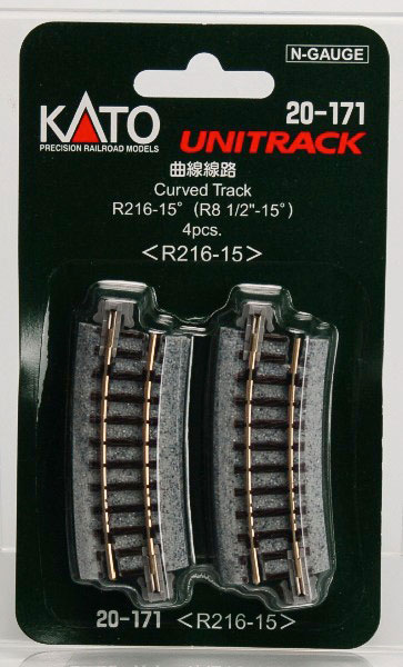 20-171 曲線線路R216-15° (4本入)[KATO]《発売済・在庫品》