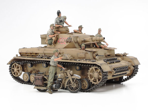 スケール限定 1/35 ドイツIV号戦車F型・伝令バイクセット“北アフリカ戦線”