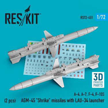 1/72 AGM-45 シュライクミサイルw/LAU-34 ランチャー (2個入)[RES/KIT]《在庫切れ》