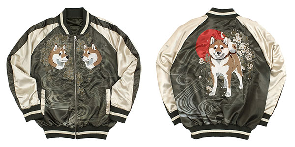 【前入金 銀行振込のみ】【前入金 銀行振込のみ】世界の終わりに柴犬と 石原雄先生デザイン ハルさん 刺繍スカジャン/KHAKI-XL（再販）[コスパ]【同梱不可】【送料無料】《０３月予約》