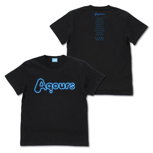 ラブライブ！サンシャイン！！ Aqours ネオンサインロゴ Tシャツ/BLACK-XL[コスパ]