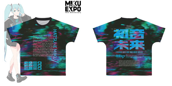 初音ミク 10th Anniversary フルグラフィックTシャツ Lサイズ アパレル: HATSUNE MIKU EXPO 10th Anniversary 初音ミク着用