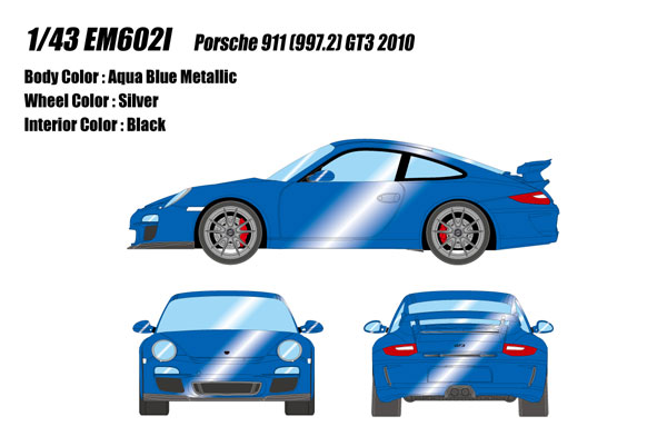 1/43 ポルシェ 911 (997.2) GT3 2010 アクアブルーメタリック[メイクアップ]【送料無料】《０４月予約》