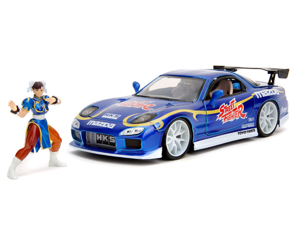 ストリートファイター 1/24スケール ダイキャストミニカー フィギュア付き 1993 マツダ RX-7 + 春麗[Jada Toys]《在庫切れ》
