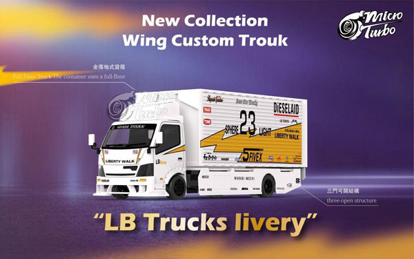 1/64 ウイング カスタム トラック “LB-WORKS Trucks” ホワイト/イエロー[ピーコ]