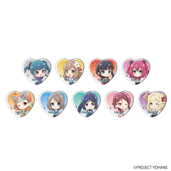ハート型缶バッジ「幻日のヨハネ -SUNSHINE in the MIRROR-」03/ミニキャライラスト 9個入りBOX[A3]《在庫切れ》