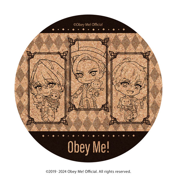 コルクコースター「Obey Me！」03/ルシファー＆マモン＆レヴィアタン バレンタインver.(ミニキャライラスト)[A3]