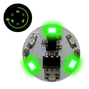 W-PARTS LEDモジュール(磁気スイッチ付き)3LED回転点灯 緑[ワンダーウェイ商事]