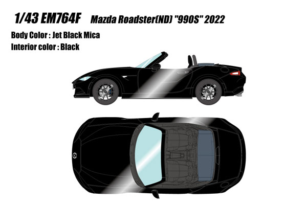 1/43 マツダ ロードスター (ND) “990S” 2022 ジェットブラックマイカ[メイクアップ]【送料無料】《０９月予約》