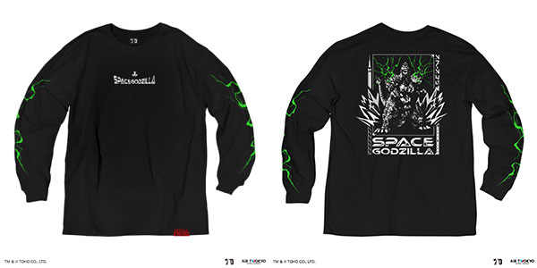 ゴジラ 70周年記念 平成・VSシリーズ キャラクターイラスト ロングスリーブTシャツ 2(スペースゴジラ) ブラック XL[AIR TWOKYO]《発売済・在庫品》