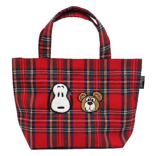 PEANUTS SNOOPY and Teddy Bear SN＆ベア チェック ミニトート[ナカジマコーポレーション]